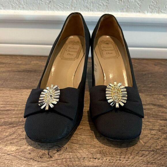 Christian Dior Size 4.5 Black Diamanté Shoes - Picture 1 of 11